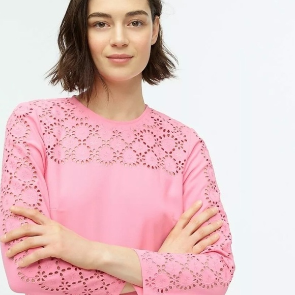 NWT J. Crew Laser Cut Eyelet Shift Dress 365 Crepe - Picture 2 of 9